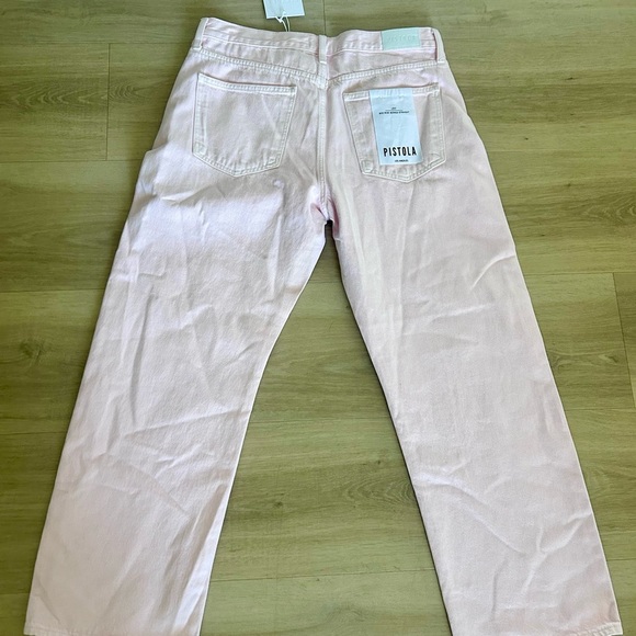 Pistola NWT Lexi mid rise bowed straight blush pink jeans size 31 - Picture 6 of 11